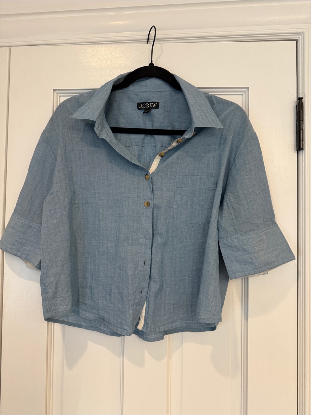 J. Crew 100% Cotton Pale Blue Short-Sleeve Button-Down Shirt